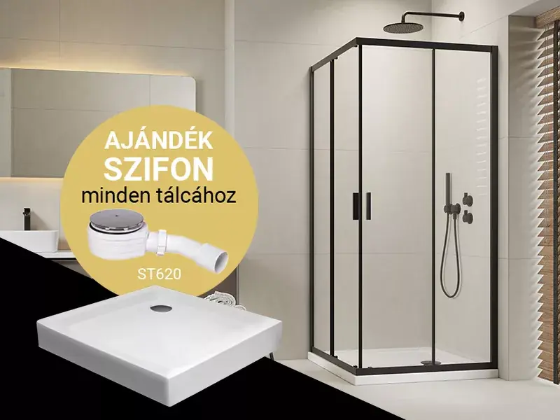 Comfort szögletes zuhanykabin slim 90x90 + zuhanytálca + szifon Azonnal elérhető