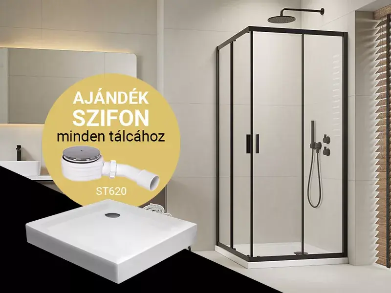 Comfort szögletes zuhanykabin standard 90x90 + zuhanytálca + szifon Legnépszerűbb