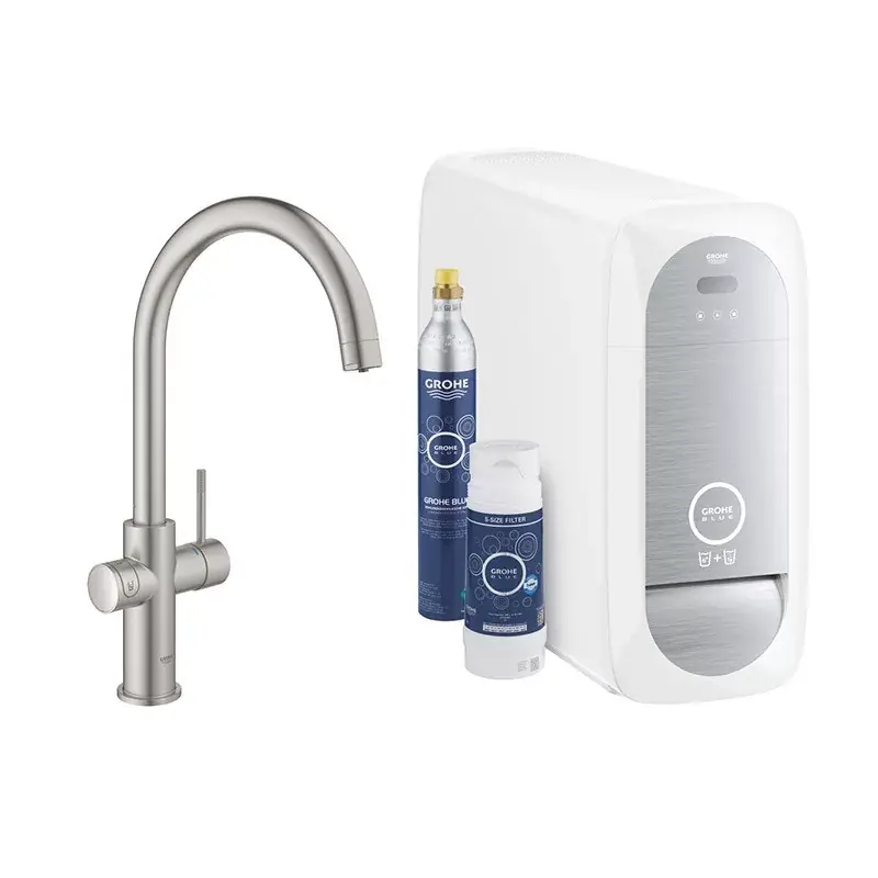 Biztonságos fizetés Grohe Blue Home C-kifolyós kezdőkészlet Super Steel