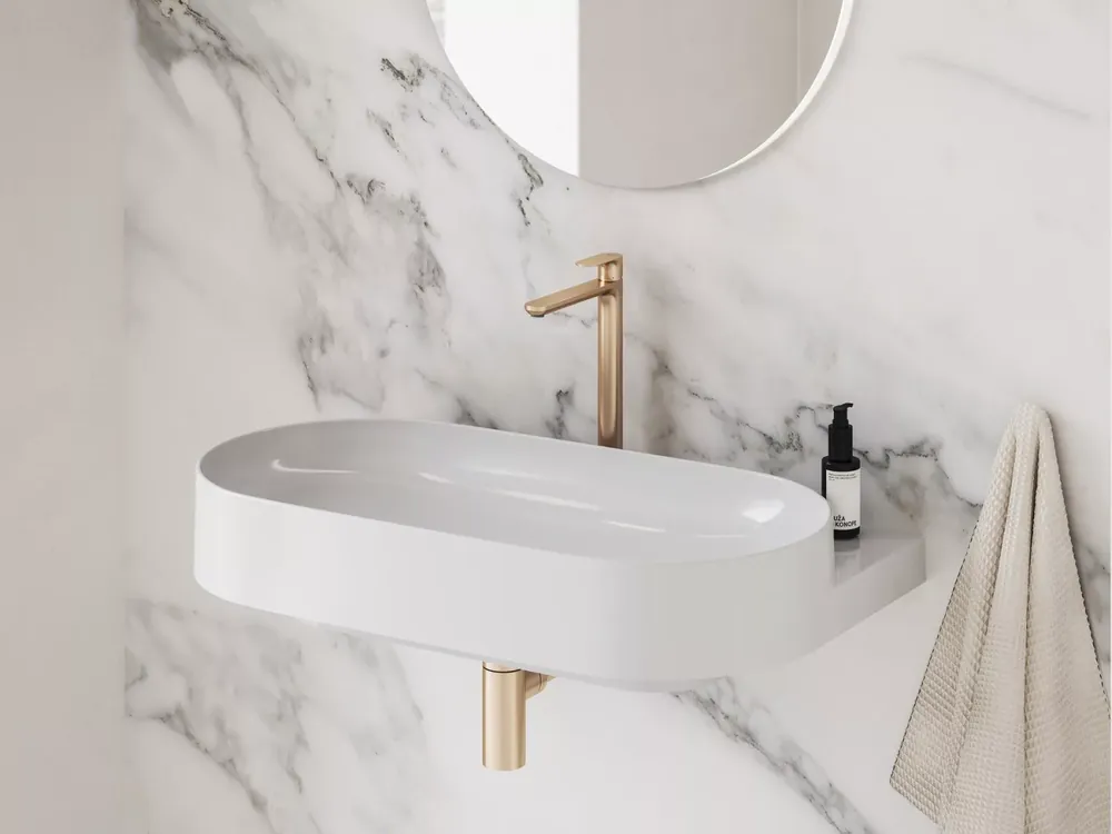 Eleganta álló mosdócsaptelep BeCool 335 mm leeresztő nélkül EL 015.61RGB, rose gold Különleges ajánlat