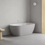 Akciós ár Freedom O Tec 170x77 akrilkád, Smoke Grey/fehér szabadonálló, fehér/fekete/króm lefolyó