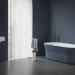 Különleges ajánlat Ypsilon 180x80, akrilkád, Deepsea Blue/fehér, szabadonálló, fehér/fekete/króm lefolyó