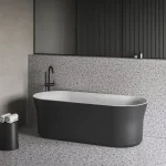 Korlátozott ajánlat Ypsilon 180x80, akrilkád, fekete/fehér, szabadonálló, fekete/fehér/króm lefolyó