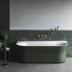 Ypsilon Wall 178x86, akrilkád, Grey Green/fehér, szabadonálló, fehér/fekete/króm lefolyó Gyors szállítás