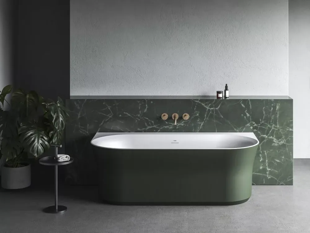 Ypsilon Wall 178x86, akrilkád, Grey Green/fehér, szabadonálló, fehér/fekete/króm lefolyó Gyors szállítás