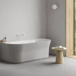 Vásárlói kedvenc Ypsilon Wall 178x86, akrilkád, Smoke Grey/fehér, szabadonálló, fehér/fekete/króm lefolyó