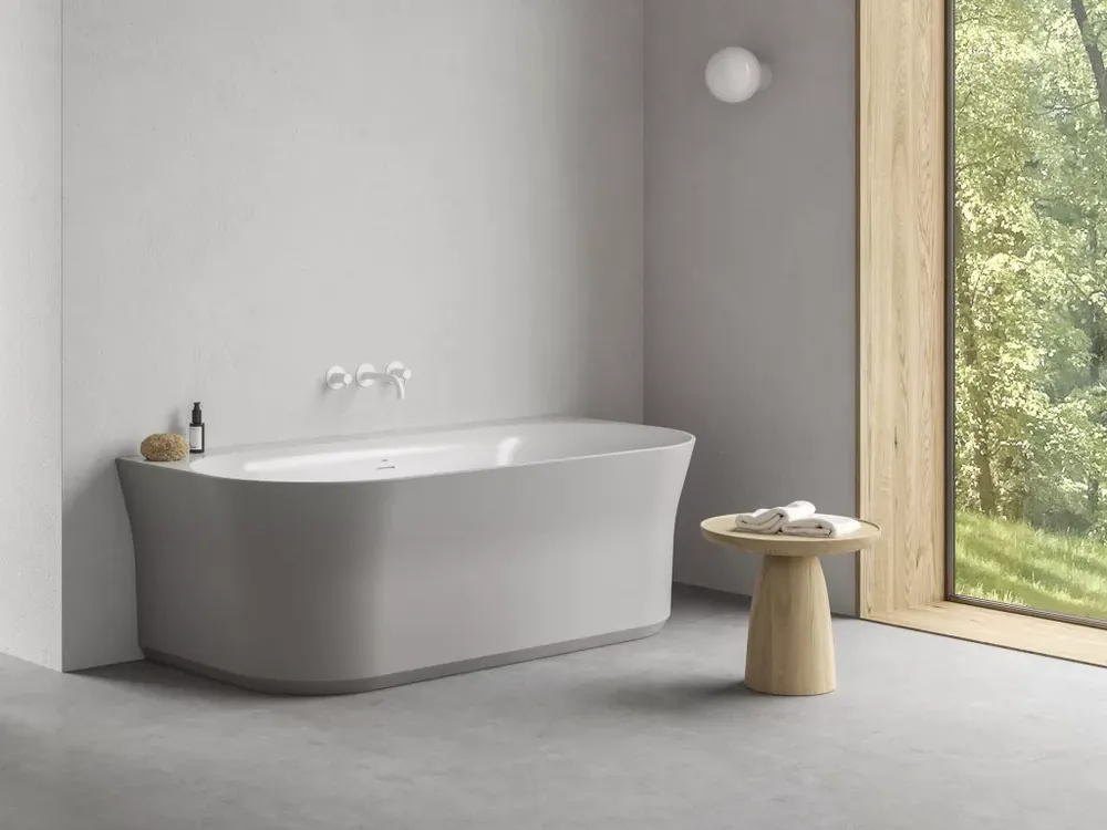 Vásárlói kedvenc Ypsilon Wall 178x86, akrilkád, Smoke Grey/fehér, szabadonálló, fehér/fekete/króm lefolyó