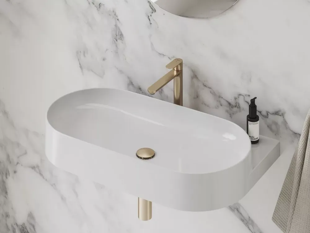 Eleganta álló mosdócsaptelep BeCool 220 mm leeresztő nélkül EL 014.61RGB, rose gold Akciós ár