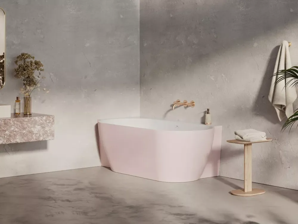 Freedom Corner II Tec 175x86 bal, akrilkád, Alabaster Pink/fehér, fehér/fekete/króm lefolyó Korlátozott ajánlat