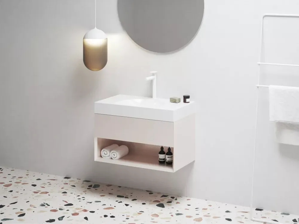 Árcsökkenés SD Lite 80 fürdőszobai szekrény mosdó alá Alabaster Pink