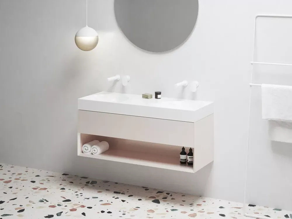 SD Lite 120 fürdőszobai szekrény mosdó alá Alabaster Pink Biztonságos vásárlás