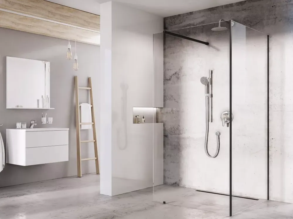 Walk-In Corner Szett 120x90, zuhanykabin fekete+transparent Expressz szállítás