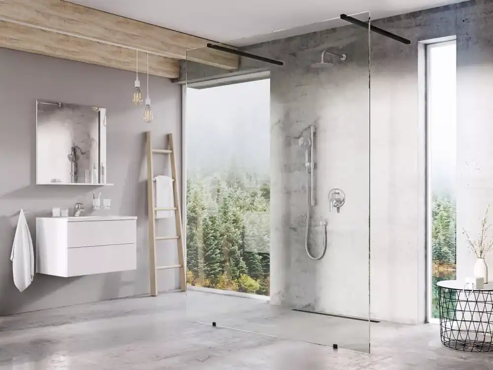 Walk-In Free Szett 130, zuhanykabin fekete+transparent Expressz kézbesítés