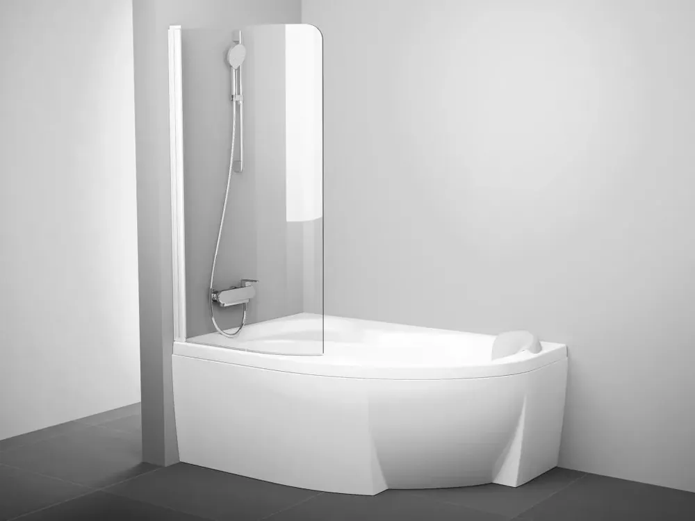 Rosa CVSK1 160/170 bal kádparaván matt fehér+transparent Prémium