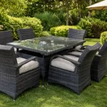 Akció Rattan étkező 150x100 asztal+6 szék ( barna+ vaj ) (L150-6)