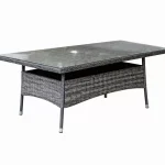Alacsony ár Rattan étkező 150x100 asztal+6 szék ( fekete+szürke ) (L150-6B)