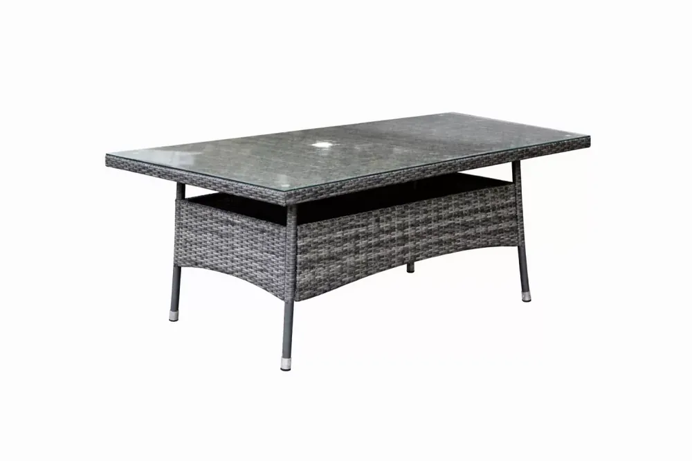 Alacsony ár Rattan étkező 150x100 asztal+6 szék ( fekete+szürke ) (L150-6B)