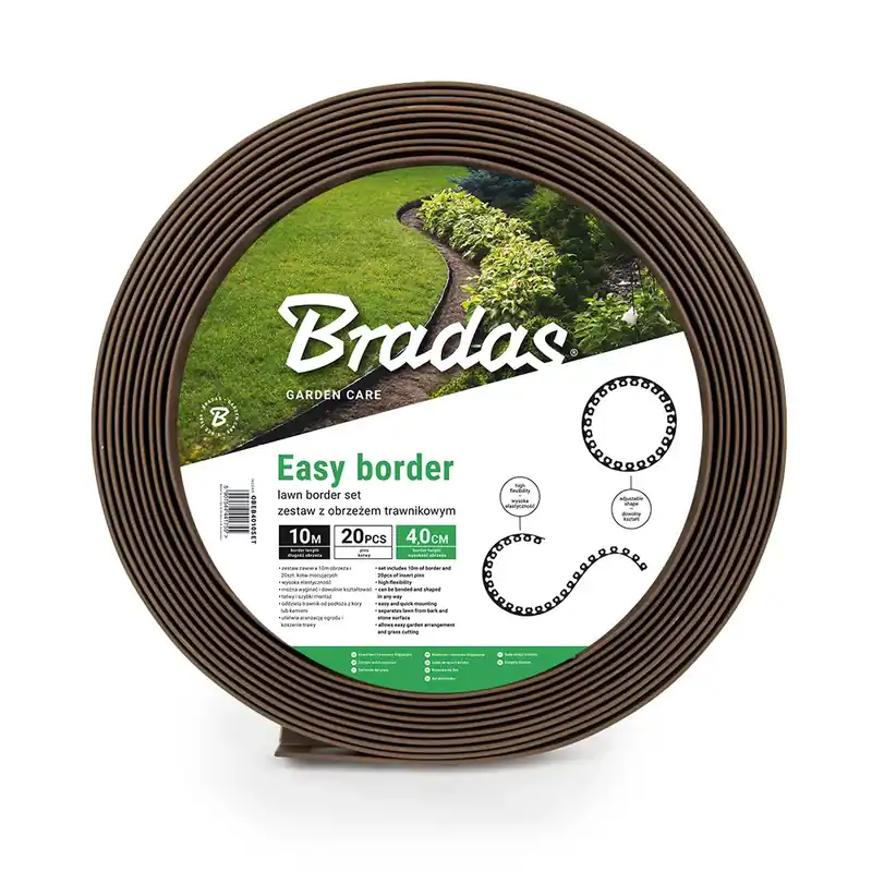 Azonnali szállítás EASY BORDER gyepszegély-készlet 10m x 4cm, barna
