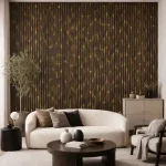 Azonnal elérhető Falpanel beltérre 2900x600 mm - Fekete–arany mintás lamellás falpanel