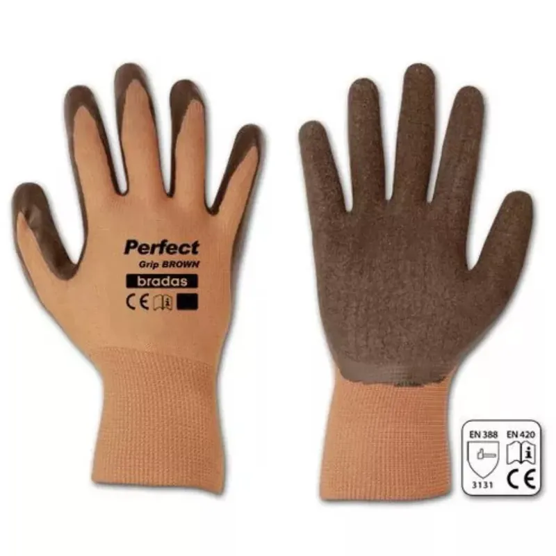 Védőkesztyű PERFECT Grip Brown latex 8" Árengedmény