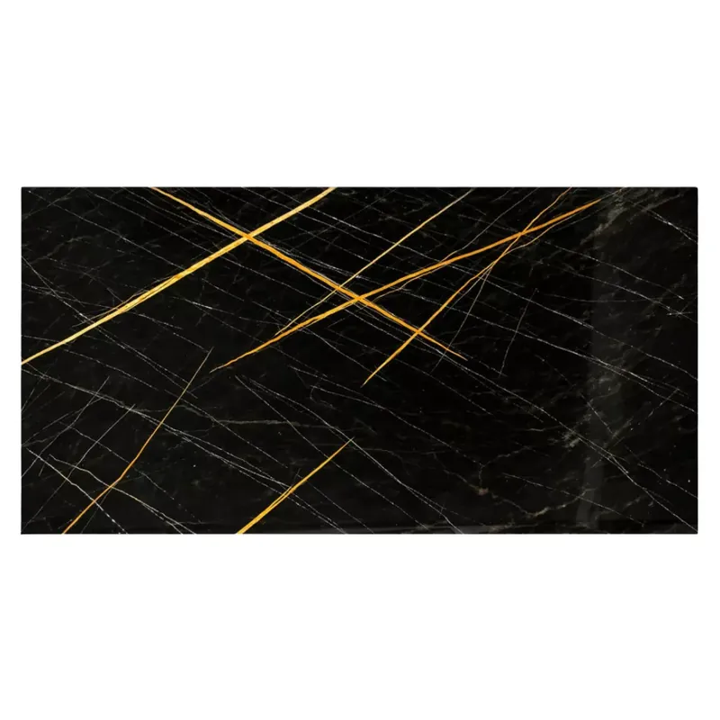 Újdonság Beltéri SPC falpanel 600x1200x4 mm - Fényes fekete, arany erezettel