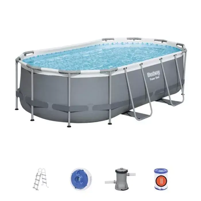 Azonnal elérhető Bestway PUERTO RICO ovális fémvázas medence szett 424 x 250 x 100 cm