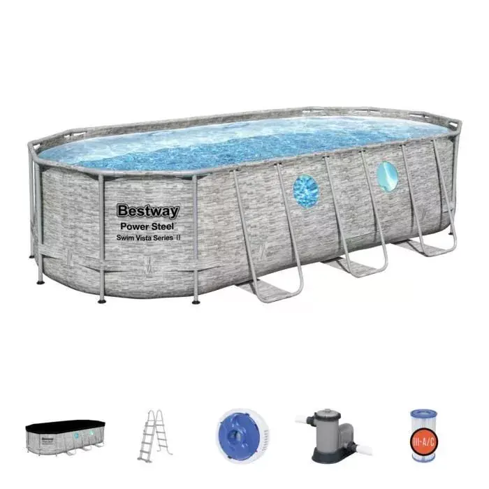Power Steel Swim Vistar SUMATRA Ovális fémvázas medence szett ablakkal 549x274x122 cm Ajánlat