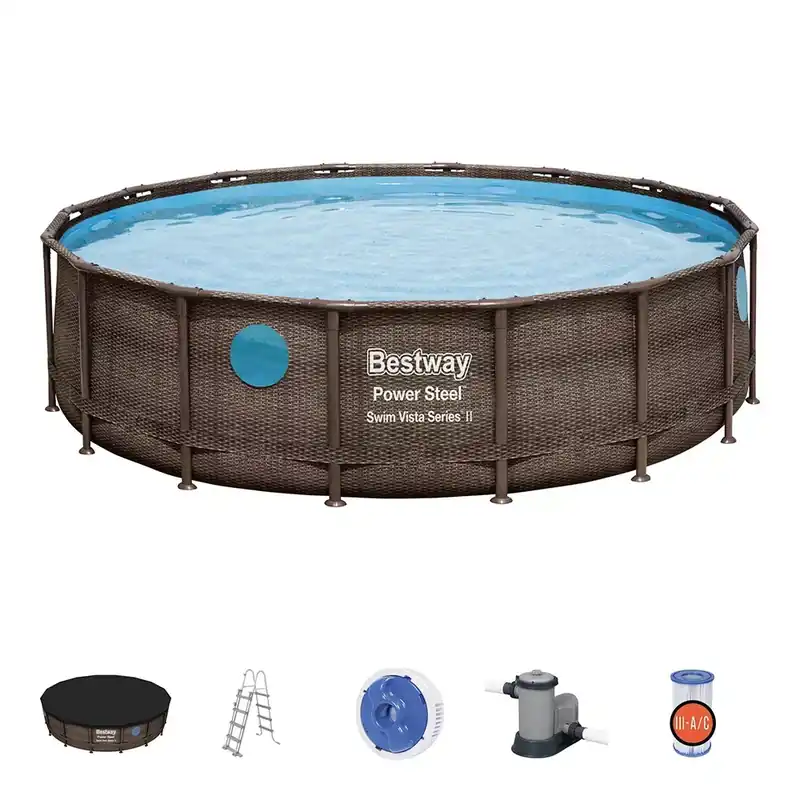 Bestseller Bestway BORA BORA rattan hatású fémvázas medence szett 549x122 cm