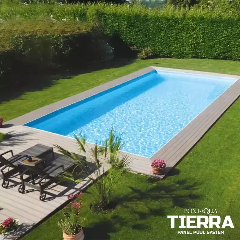TIERRA PANEL POOL modulpaneles, süllyesztett víztükrű medence, 6,0 x 3,0 x 1,5 m, kék fóliával (MPP106) Biztonságos fizetés