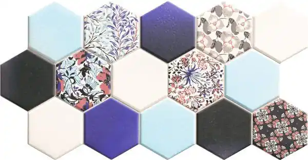Hex Nouveau Blue 26,5x51 hexagon mintás járólap Népszerű