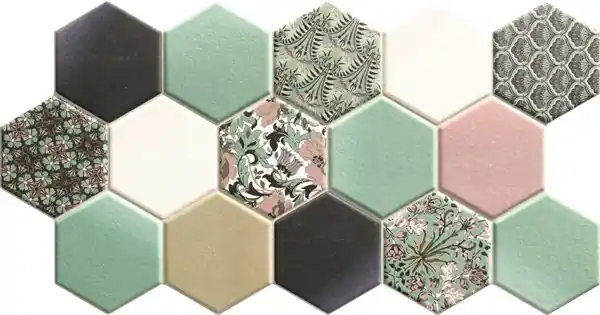 Realonda Hex Nouveau Green 26,5x51 hexagon mintás járólap Végkiárusítás