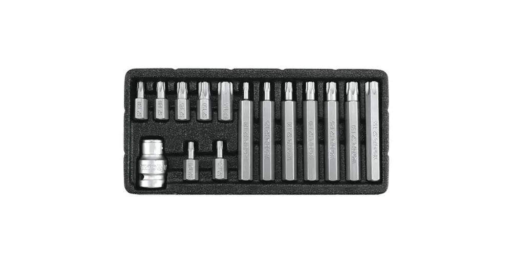 Olcsó YATO 0417 BEHAJTÓHEGY KÉSZLET BIZTONSÁGI TORX TX20-TX55/15részes FÉM DZ