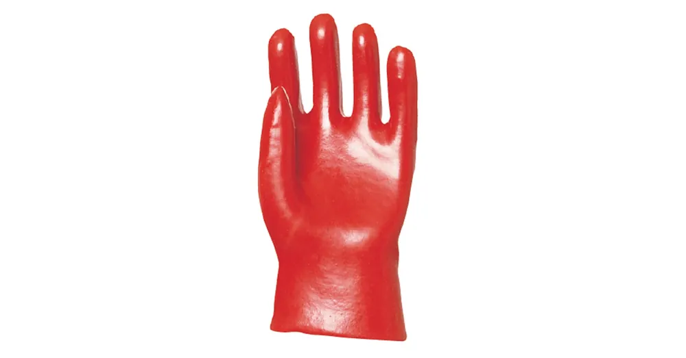 Árcsökkenés VÉDŐKESZTYŰ PVC PIROS 10 MÁRTOTT 27cm COVERGUARD 3520