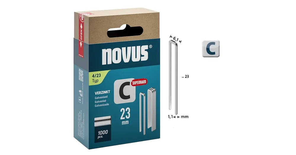 Exkluzív ajánlat TŰZŐKAPOCS C 23*6.1mm 1000DB/CSOMAG 1.1mm VASTAG NOVUS 042-0803 4/23