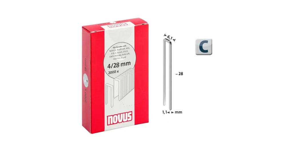 Gyors kiszállítás TŰZŐKAPOCS C 28*6,1mm 2000DB/CSOMAG 1,1mm VASTAG NOVUS 042-0724 4/28