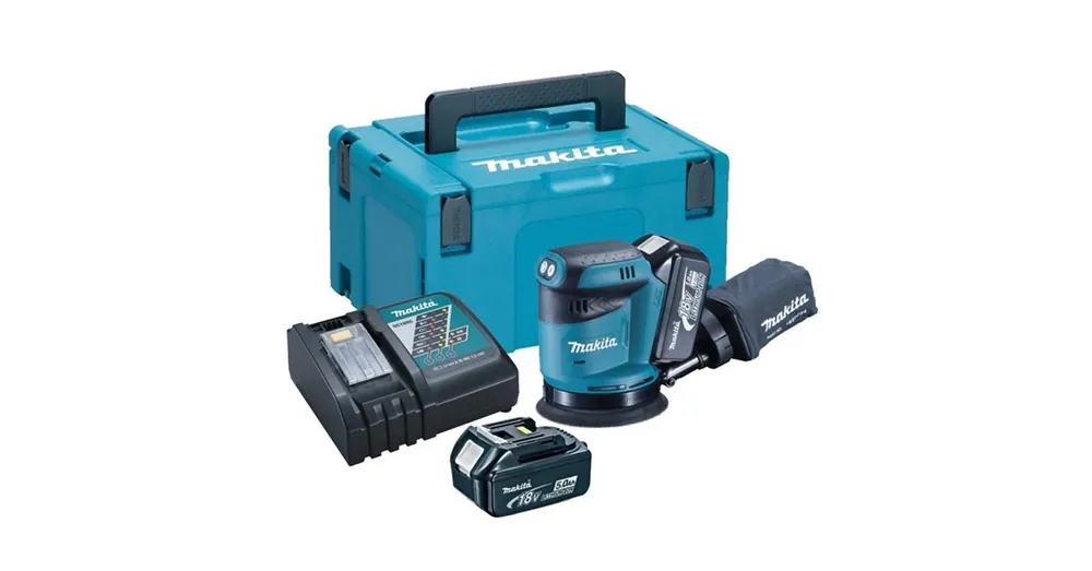 Prémium MAKITA DBO180RTJ EXCENTERCSISZOLÓ AKKUS 18V 2DB 5Ah AKKUVAL+KOFFER