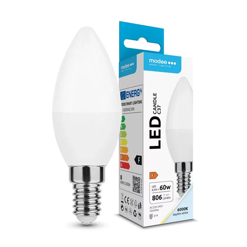 Újdonság Modee Lighting LED Izzó Gyertya (Candle) 8,5W E14 360° 6000K (806 lumen) ERP