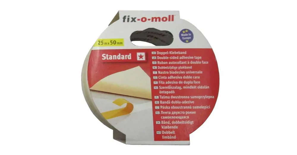 Legkelendőbb FIX-O-MOLL 3563197 UTOLSÓ DB! KÉTOLDALAS RAGASZTÓSZALAG 25M*50mm STANDARD SZERELÉSHEZ