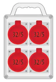 R-BOX SLIM, 4x32A/5p, IP44 Outlet