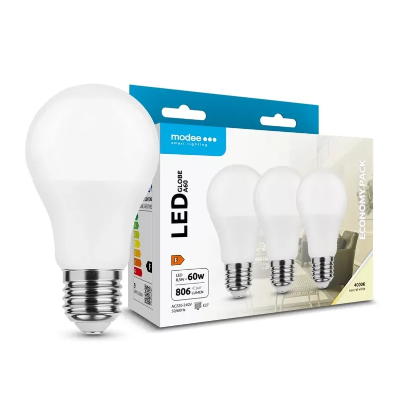 Modee Lighting LED Izzó Globe A60 8,5W E27 200° 4000K (806 lumen) B3 ERP Újdonság