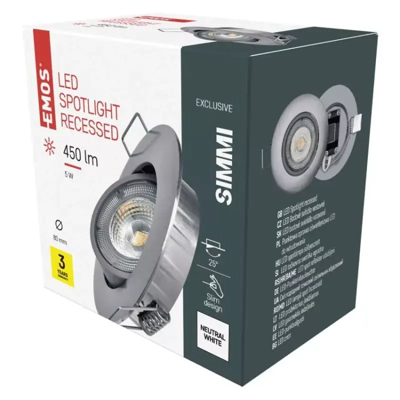 EMOS SIMMI LED spotlámpa 5W 450lm IP20 term. fehér Korlátozott ajánlat