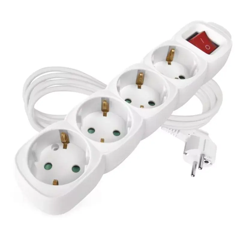 Akciós ár Hosszabbító 2 m / 4 aljzat / kapcsolós / fehér / PVC / 1 mm2