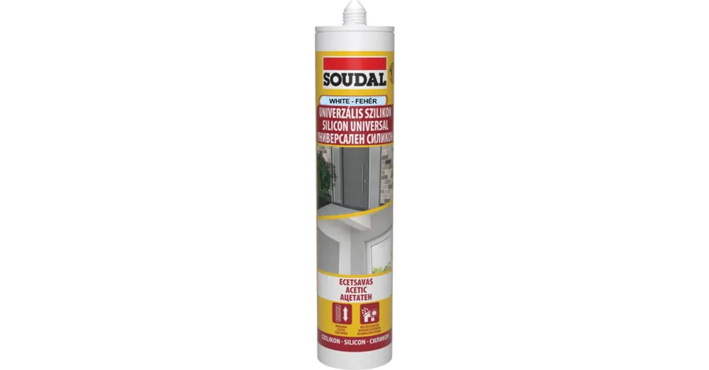 Prémium Soudal univerzális sziloplast acetát, 280 ml fehér