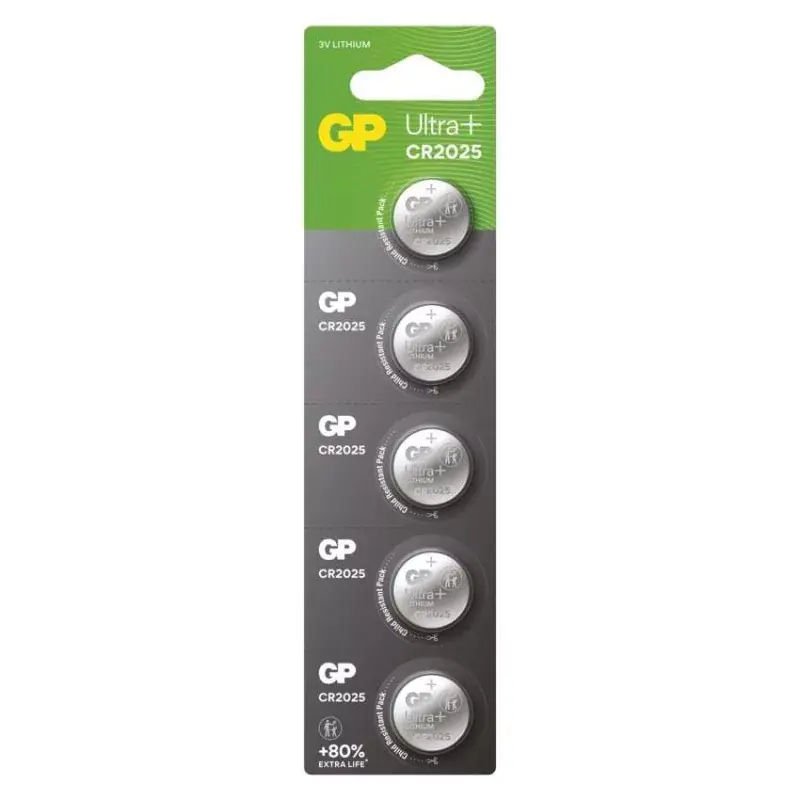 GP Ultra plus Lítium gombelem CR2025 5db/bliszter Biztonságos fizetés