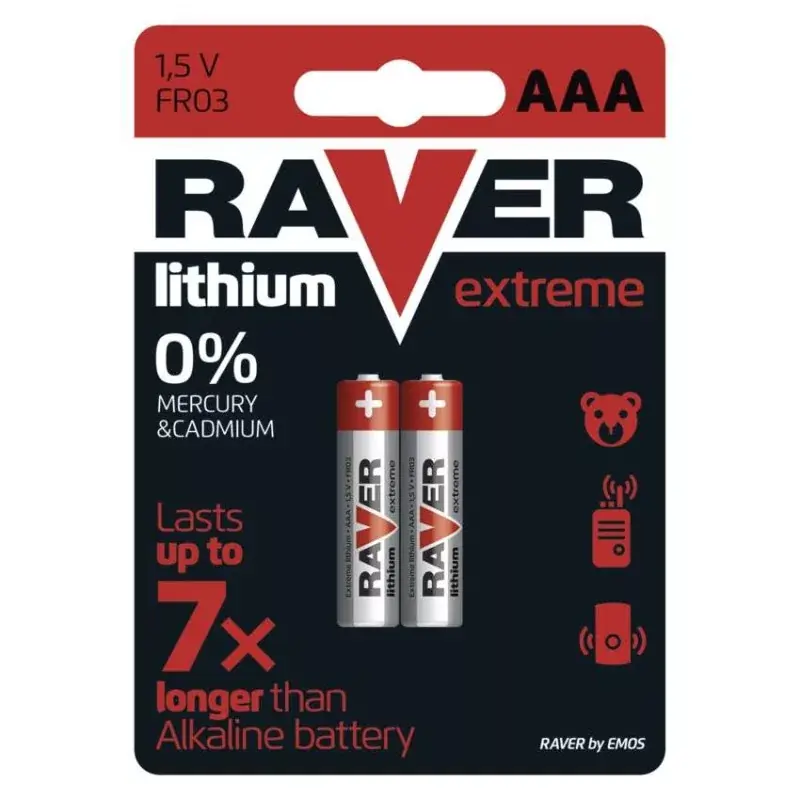 RAVER Lítium elem AAA 2db/bliszter Különleges ajánlat