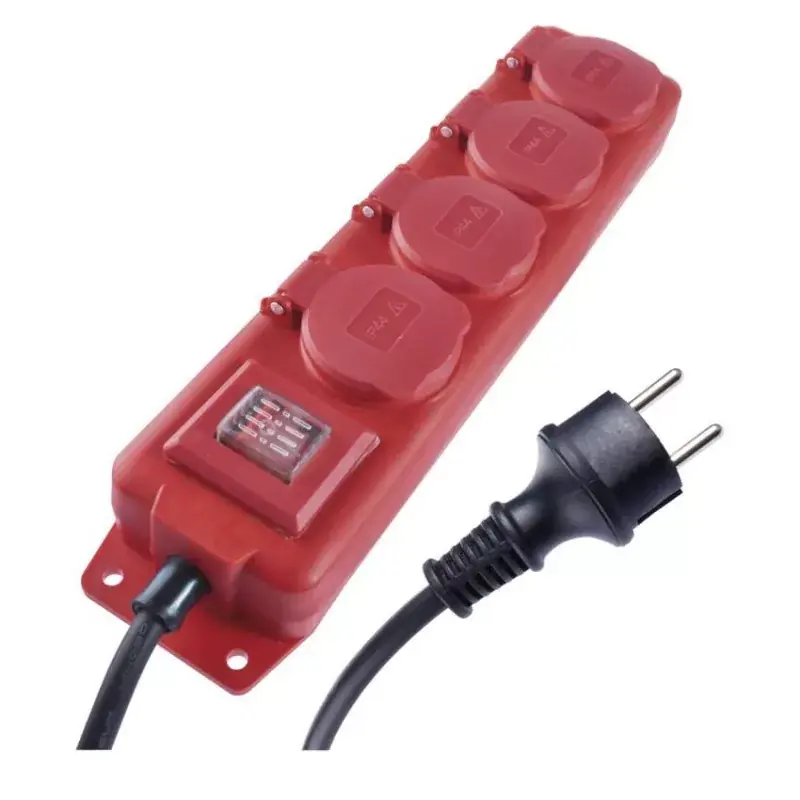 Kihagyhatatlan ajánlat Hosszabbító 5 m / 4 aljzat / kapcsolós / fekete-piros / gumi-neoprén / 1,5 mm2