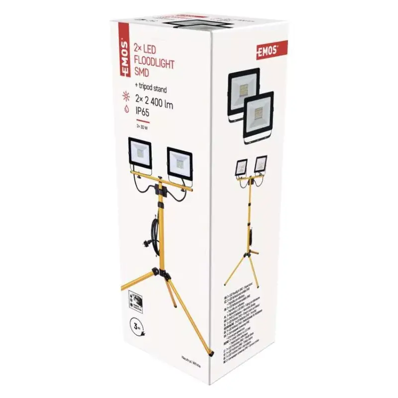 Korlátozott ajánlat EMOS Hobby Slim LED reflektor 2x 30W + háromlábú állvány