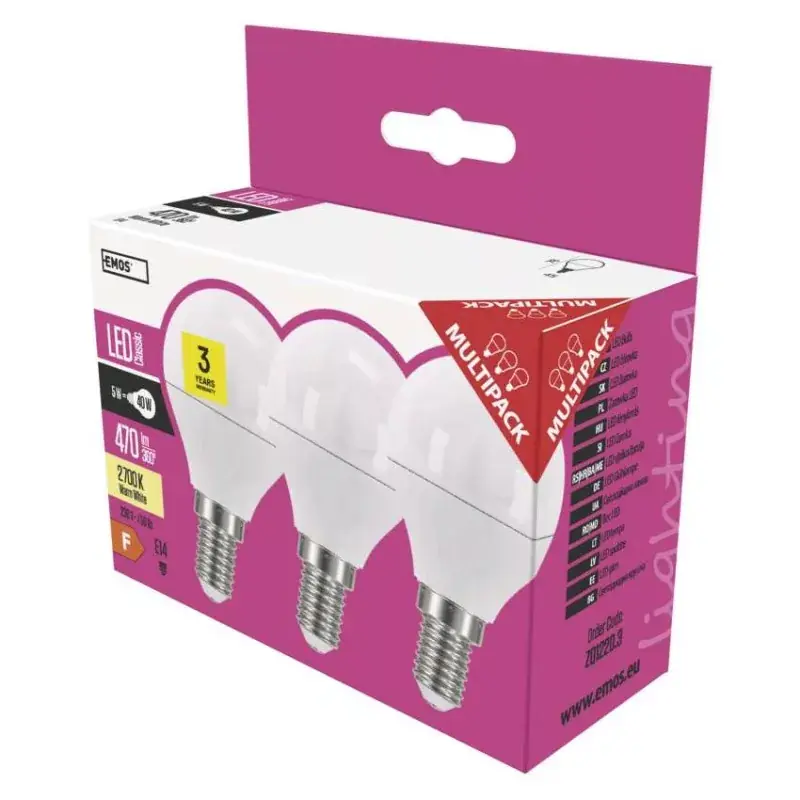 Azonnali szállítás LED izzó Classic Mini Globe / E14 / 5 W (40 W) / 470 lm / meleg fehér