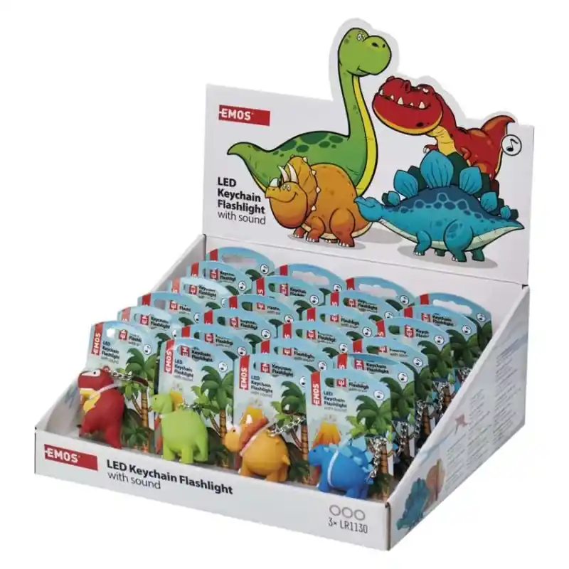 Olcsó EMOS LED kulcstartó lámpa (dinoszauruszok) 24db, display box