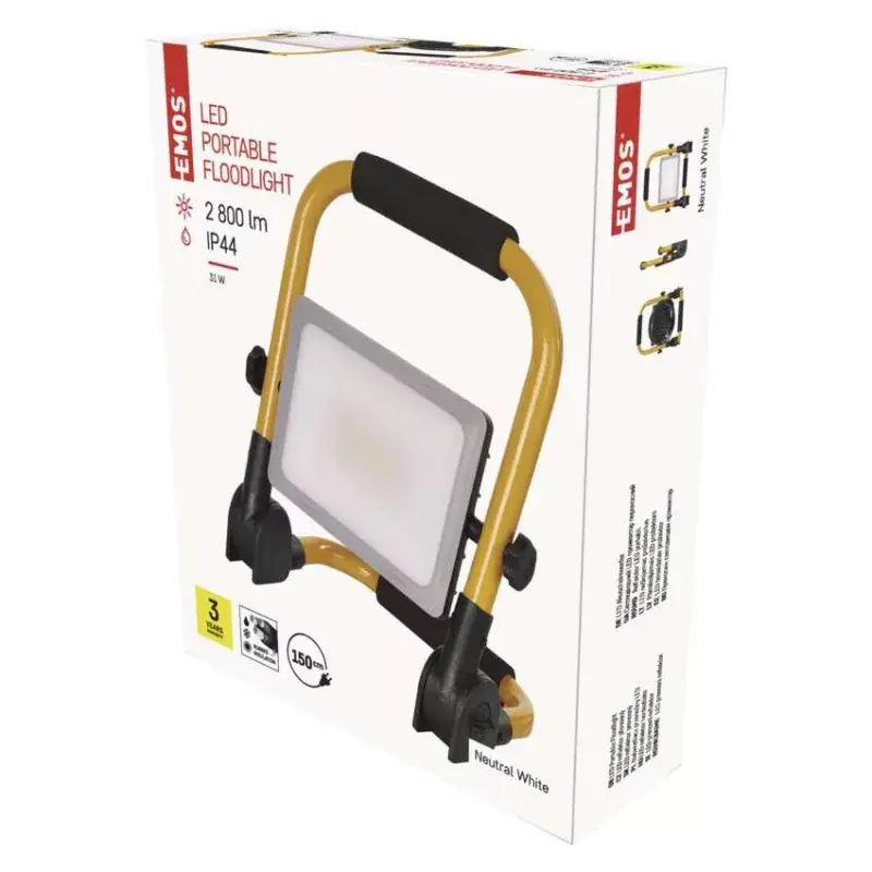 Vásárlói kedvenc EMOS LED reflektor hordozható ILIO 31W 2800lm IP44 természetes fehér